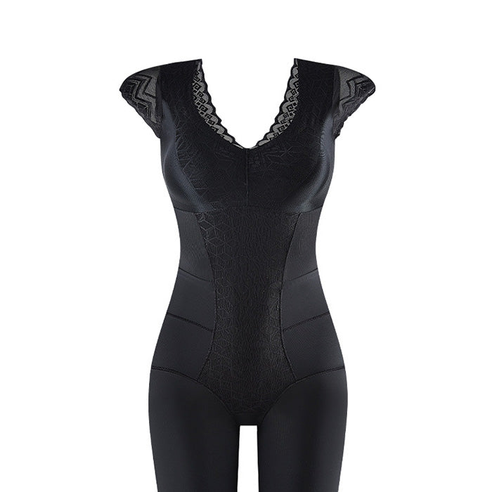 レディース 下着 ボディ シェイパー コントロール 女性 ワンピース 胸パッド付き ヒップアップ レース 半袖