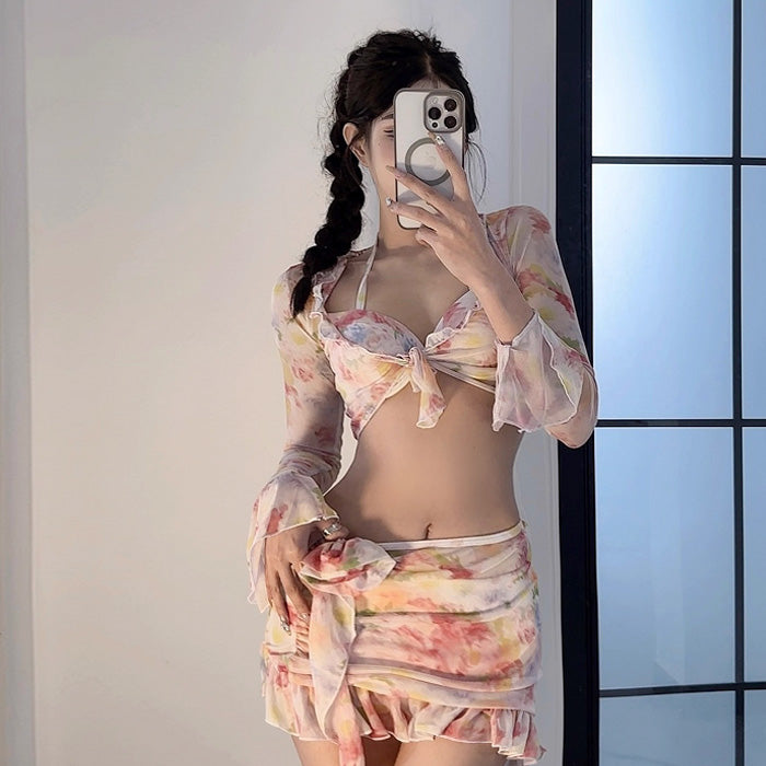 ビキニ 長袖4点セット 水着 レディース 可愛い 20代 30代 大人 ギャル 女性 女の子 セパレート ビーチ プール 海 おしゃれ