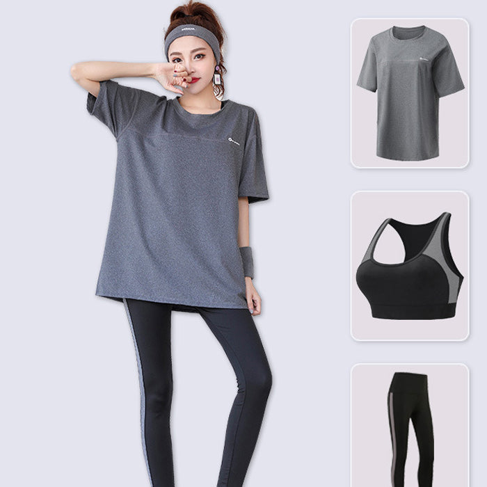 スポーツウェア 3点セット ヨガ 半袖 上下セット フィットネスウェア 速乾性 プラスサイズ ゆったり ヨガ ホット ピラティス スポーツ フィットネス ランニングウェア トレーニング