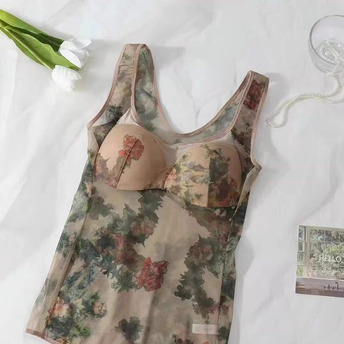 補正下着 ボディスーツレディース 大きい サイズ セクシー レース メッシュ プリント ロングベスト カップ付きインナー オールインワン セクシー レース メッシュプリント ランジェリー ロング タンクトップ ギャザー ブラ ワンピース