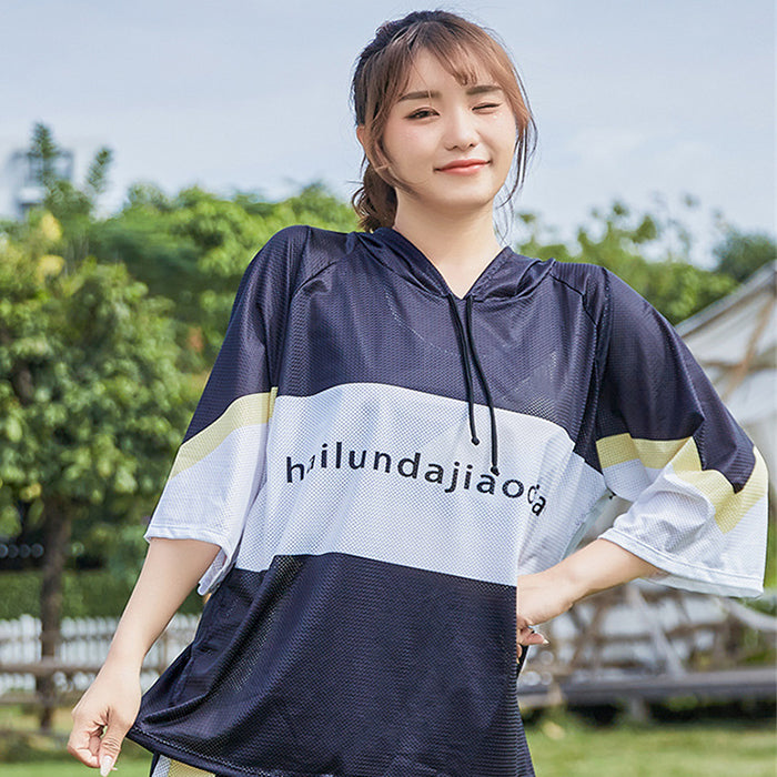 水着 レディース セット 4点セット パーカースタイル フード付き 日焼け防止 ルーズ ショートパンツ ラージサイズ 体型カバー 女の子 大きいサイズ 夏 海 プール