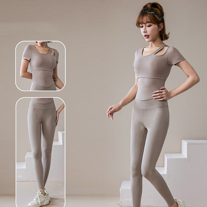 ヨガウェア トップス フィットネス スポーツ 半袖 レディース 胸パッド付き 速乾性 通気性 薄手 体にフィットするランニングウェア