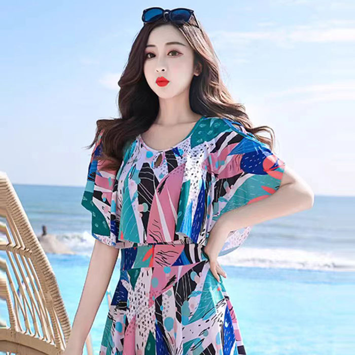 水着 レディース セパレート 体型 カバー ショート パンツ 露出 控えめ プリント デザイン 大人水着