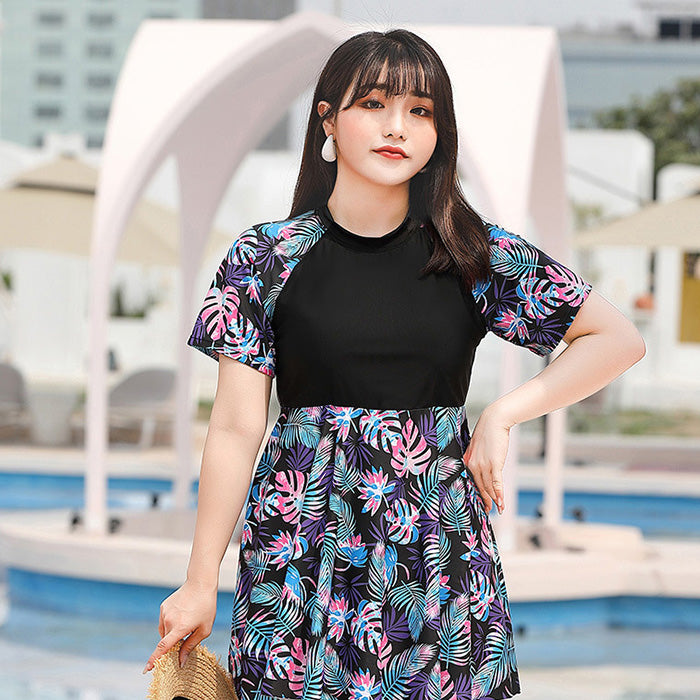 水着セット 2点セット プラスサイズ 3XL〜9XL ワンピース風 スカート ハーフパンツ 体型カバー スポーツ水着 フィットネス水着 プール ビッグシルエット