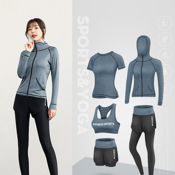 ヨガウェア 上下セット かわいい セット トップス 半袖 ぽっちゃり 大きいサイズ 5 点 セット 女性 ランニング フィットネス 速乾性 春 秋