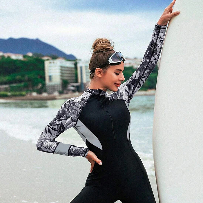 水着 レディース ワンピース 長袖 プリント ジップ ショート パンツ スポーツ 日焼け 防止 露出 控えめ 大人水着