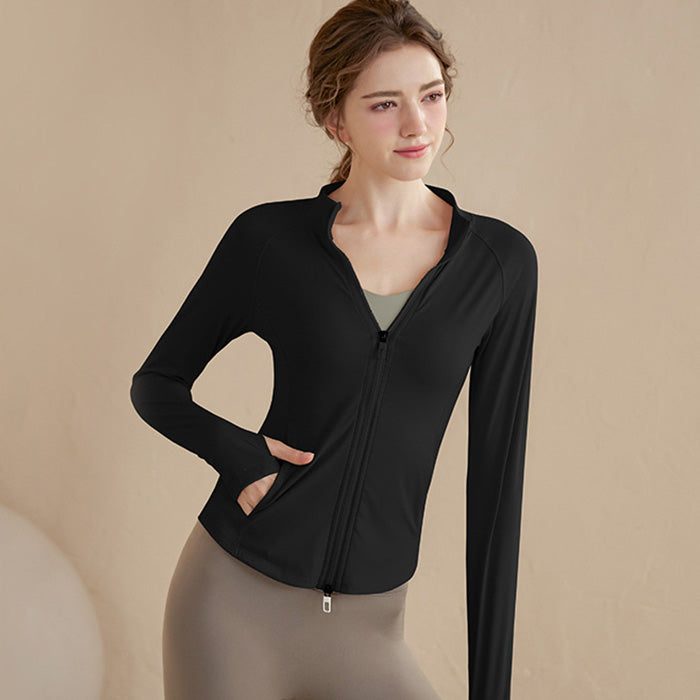 ヨガウェア トップス パーカー ランニング ヨガ ジャケット フィットネス 女性用 長袖 スポーツ トップス スリム フィット サイクリング 秋冬 ダブルジッパー