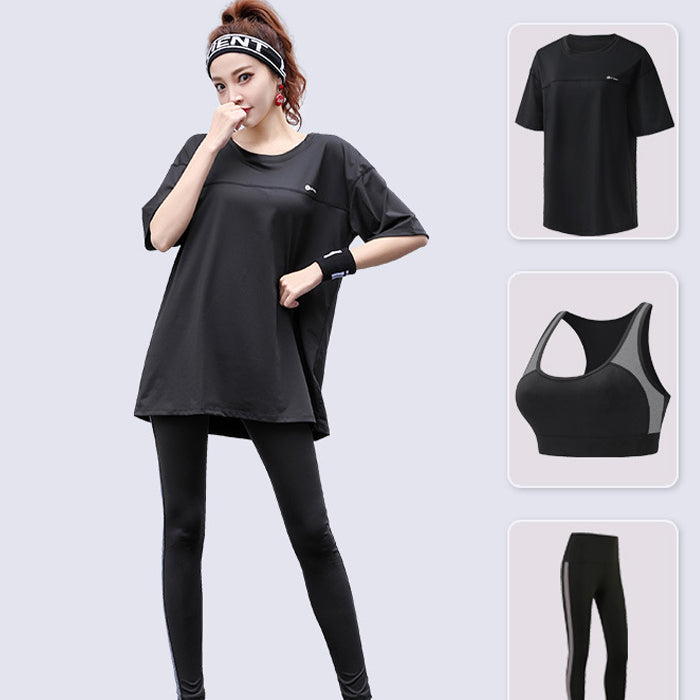スポーツウェア 3点セット ヨガ 半袖 上下セット フィットネスウェア 速乾性 プラスサイズ ゆったり ヨガ ホット ピラティス スポーツ フィットネス ランニングウェア トレーニング