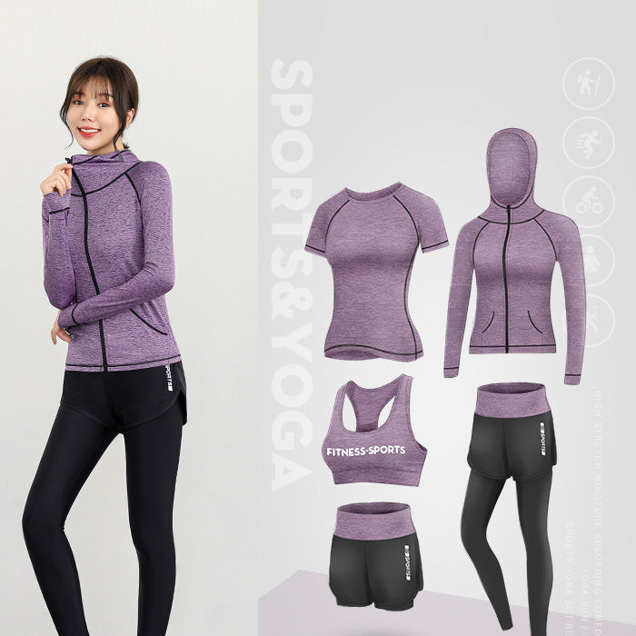 ヨガウェア 上下セット かわいい セット トップス 半袖 ぽっちゃり 大きいサイズ 5 点 セット 女性 ランニング フィットネス 速乾性 春 秋
