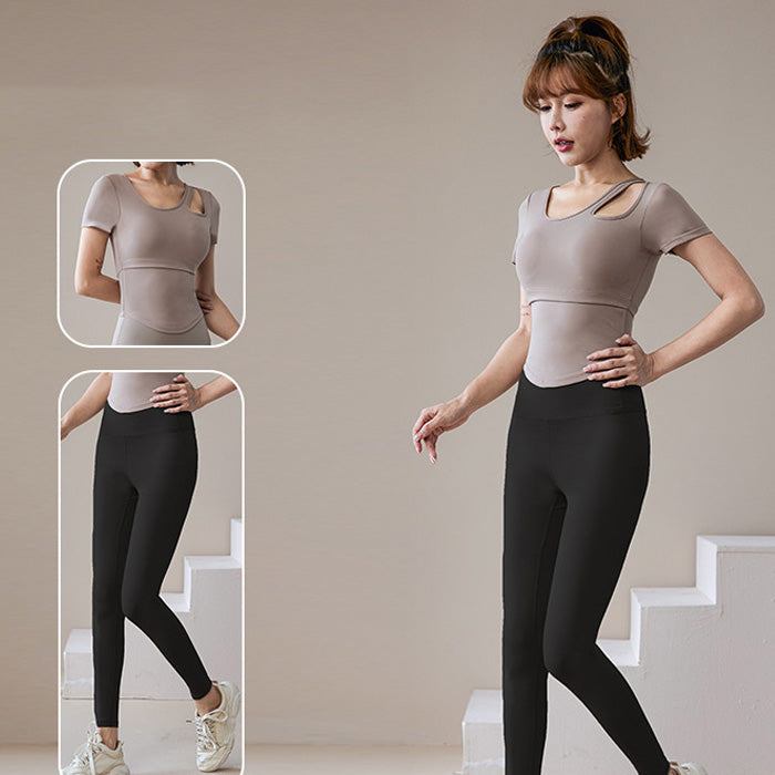 ヨガウェア トップス フィットネス スポーツ 半袖 レディース 胸パッド付き 速乾性 通気性 薄手 体にフィットするランニングウェア