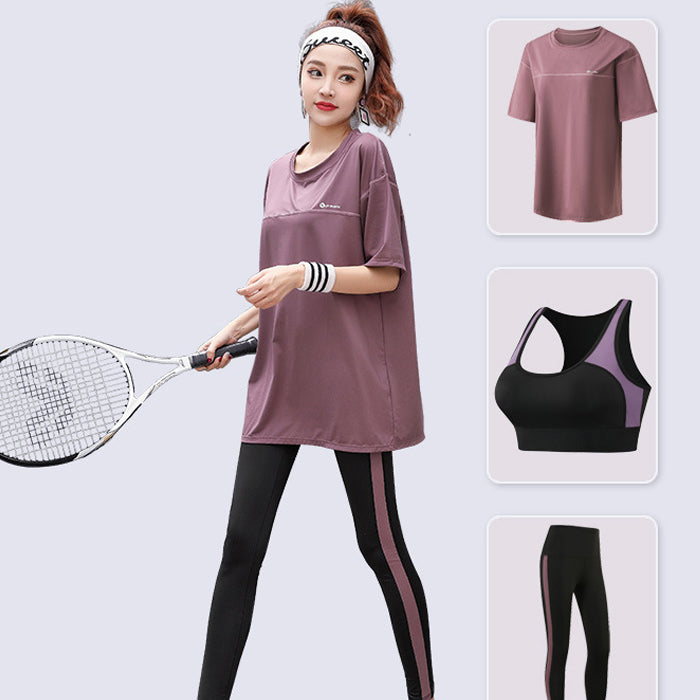 スポーツウェア 3点セット ヨガ 半袖 上下セット フィットネスウェア 速乾性 プラスサイズ ゆったり ヨガ ホット ピラティス スポーツ フィットネス ランニングウェア トレーニング