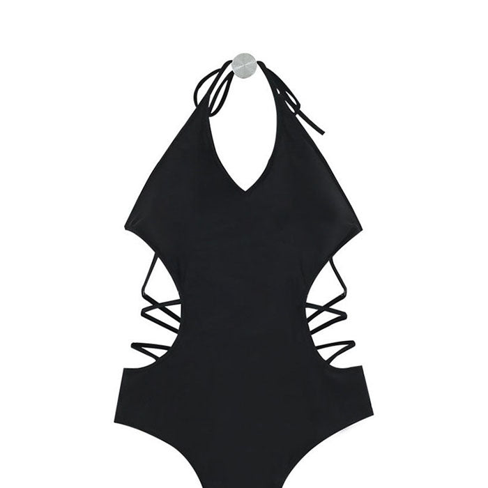 水着レディース 20代 30代 可愛い ワンピース ギャル 黒 オレンジ オールインワン 女性用 大人 女の子 ホルターネック シンプル プール 海 ビーチ 旅行