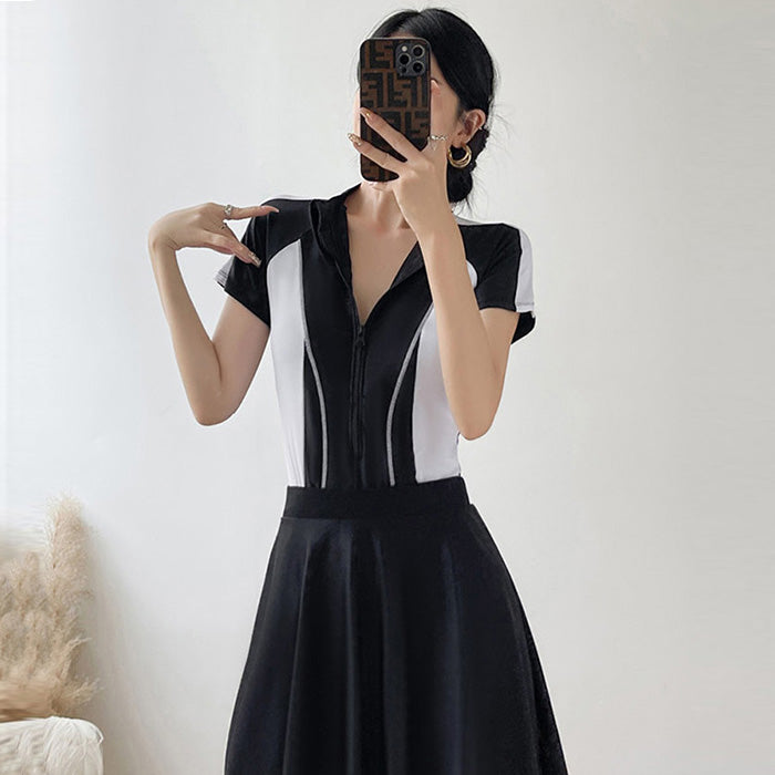 水着レディース 体型カバー 40代 30代 20代 10代 ワンピース ジム プール フィットネス スカート 水陸 両用 UVカット 海 露出控えめ セパレート