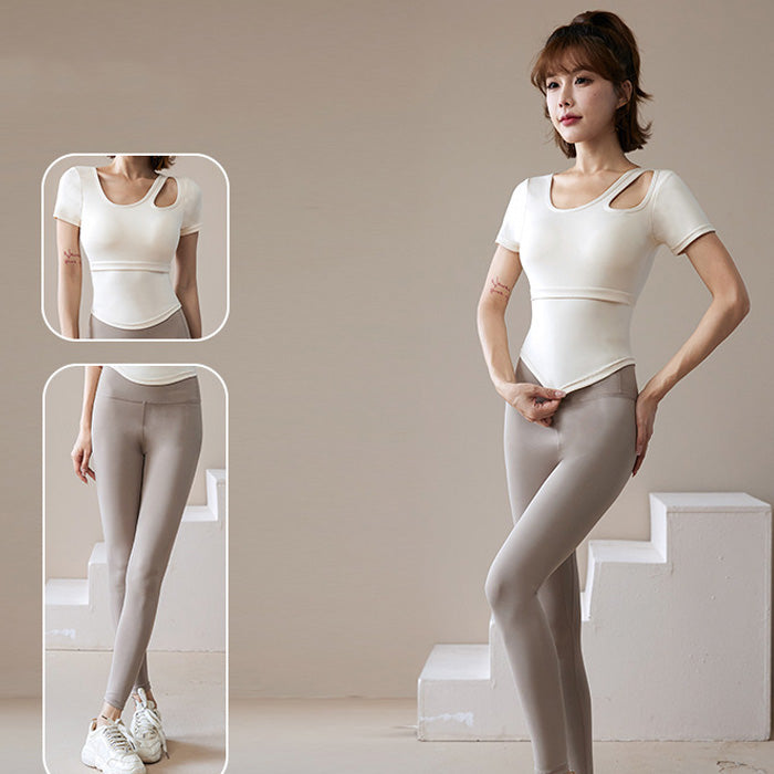 ヨガウェア トップス フィットネス スポーツ 半袖 レディース 胸パッド付き 速乾性 通気性 薄手 体にフィットするランニングウェア