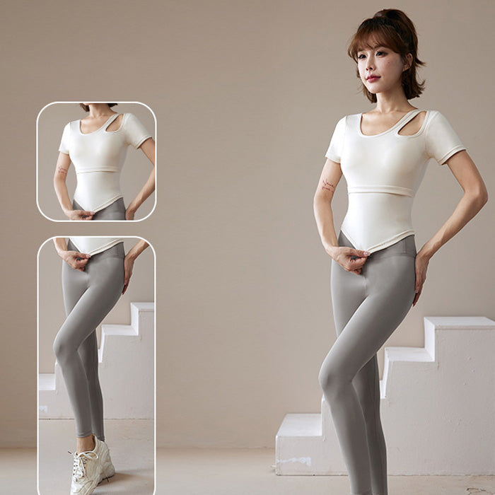 ヨガウェア トップス フィットネス スポーツ 半袖 レディース 胸パッド付き 速乾性 通気性 薄手 体にフィットするランニングウェア