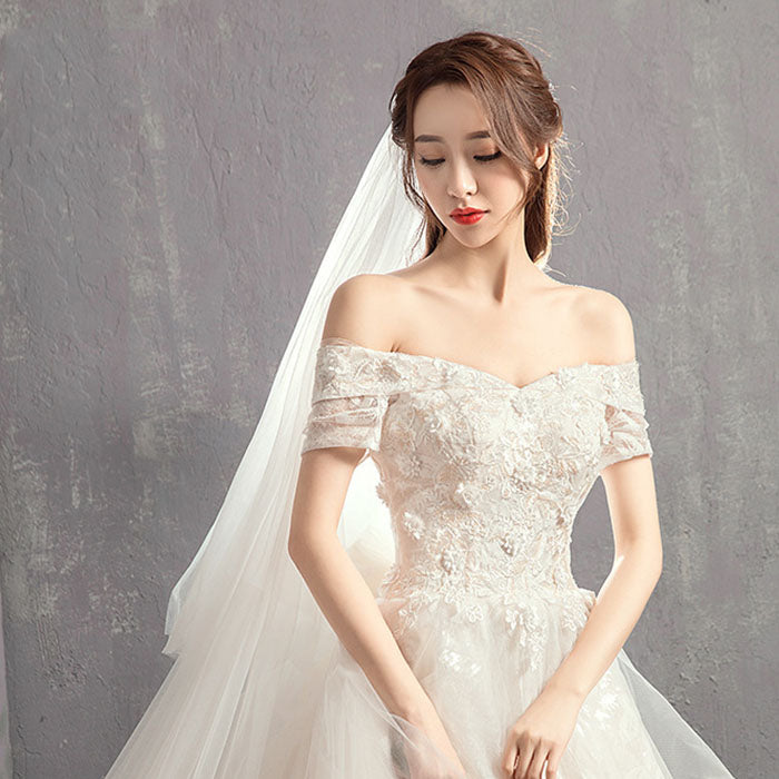 ウェディングドレス フレンチ ワンショルダー ブライダルドレス プリンセス シンプル ウエディングドレス パーティードレス フォーマルドレス おしゃれ パーティ 可愛い