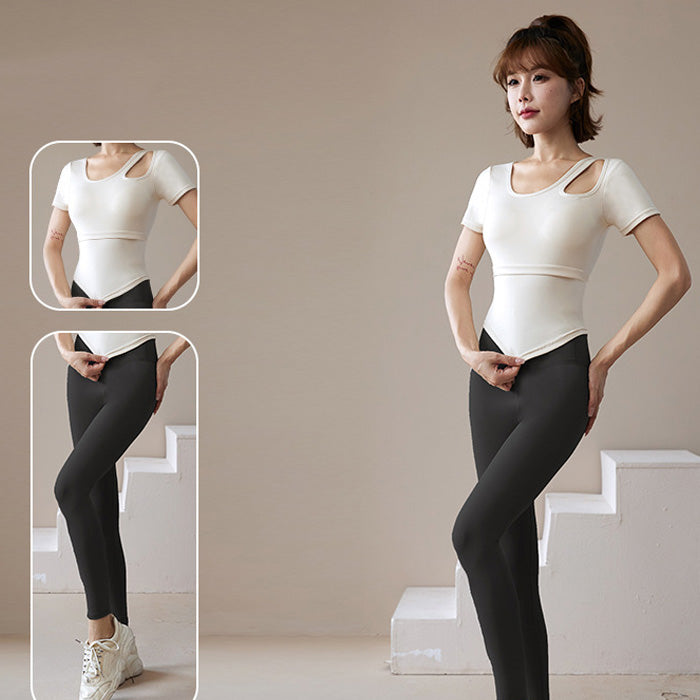 ヨガウェア トップス フィットネス スポーツ 半袖 レディース 胸パッド付き 速乾性 通気性 薄手 体にフィットするランニングウェア