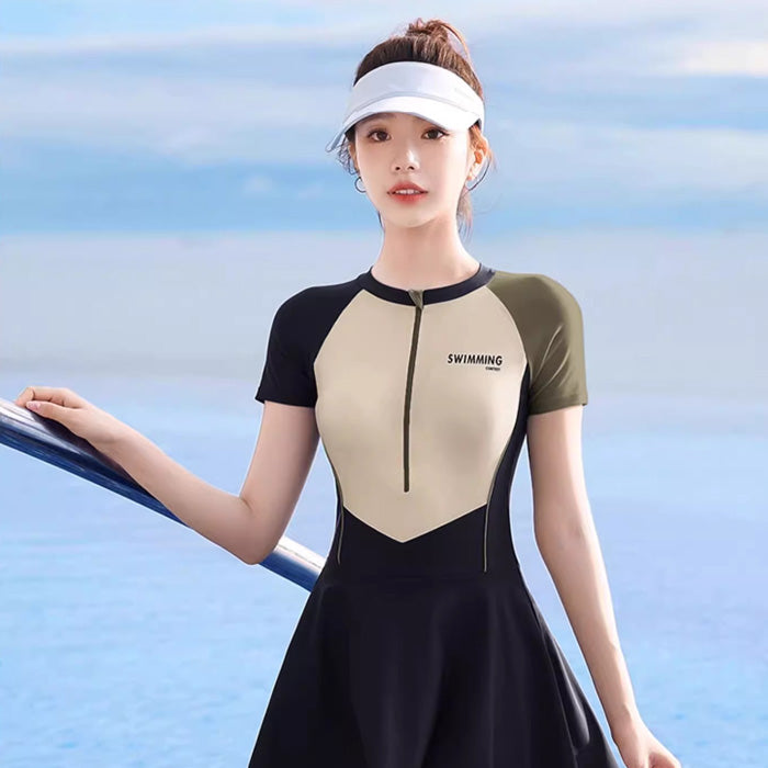 大きい サイズ水着 レディース ワンピース フィットネス 10代 20代 30代 40代 50代 可愛い 海 プール 韓国 体型カバー ママ 学生 オールインワン シンプル