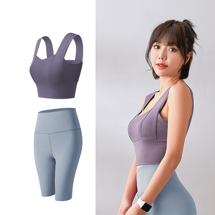ヨガウェア 上下セット スポーツ ヨガ セット 女性用 2点セット 美パンツ 速乾性 ぴったりフィット 胸パッド付き フィットネス ボディメイク 夏 セクシー
