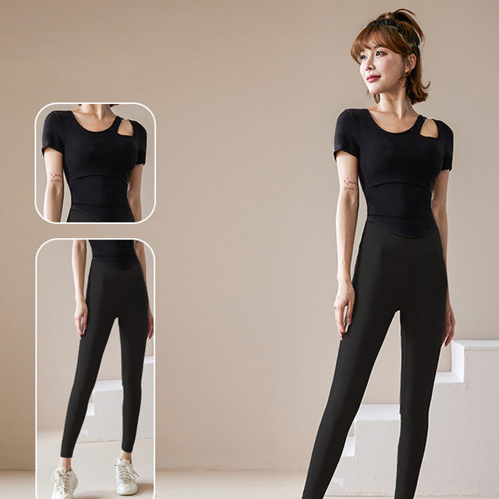 ヨガウェア トップス フィットネス スポーツ 半袖 レディース 胸パッド付き 速乾性 通気性 薄手 体にフィットするランニングウェア