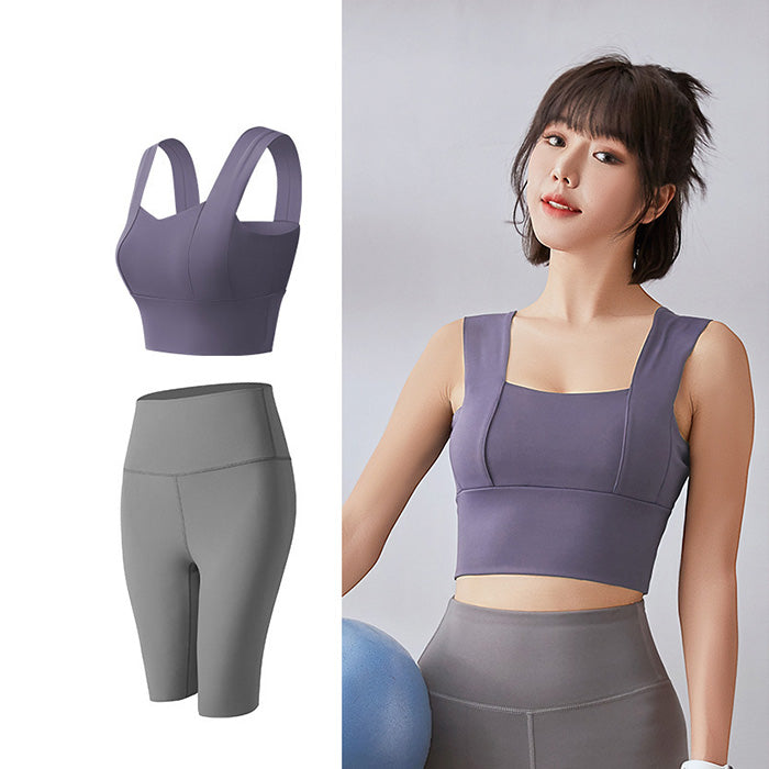 ヨガウェア 上下セット スポーツ ヨガ セット 女性用 2点セット 美パンツ 速乾性 ぴったりフィット 胸パッド付き フィットネス ボディメイク 夏 セクシー