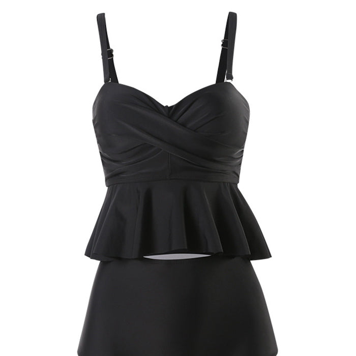 レディース 水着 シンプル 三角ハイウエスト フリル 韓国 腹を隠す やせて見える 温泉リゾート可愛いプール 海 キャミソール