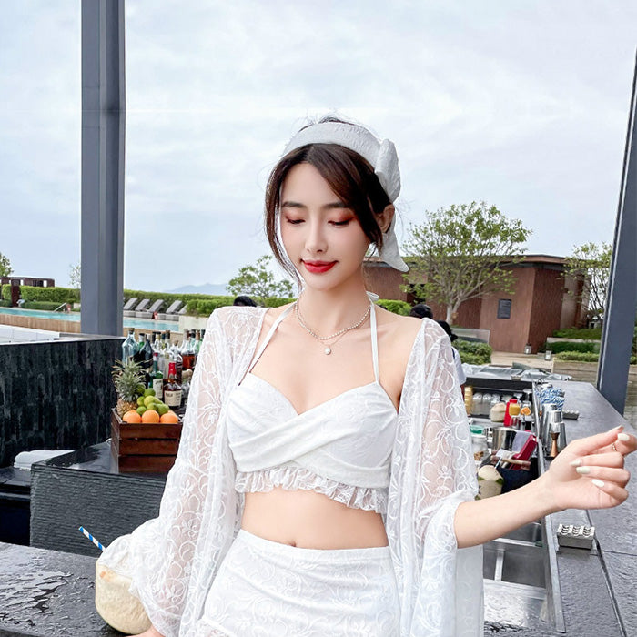 水着 レディース ビキニ 可愛い 10代 20代 30代 40代 高校生 大人 黒 パレオ カーディガン ギャル セパレート レース 透け 海 プール