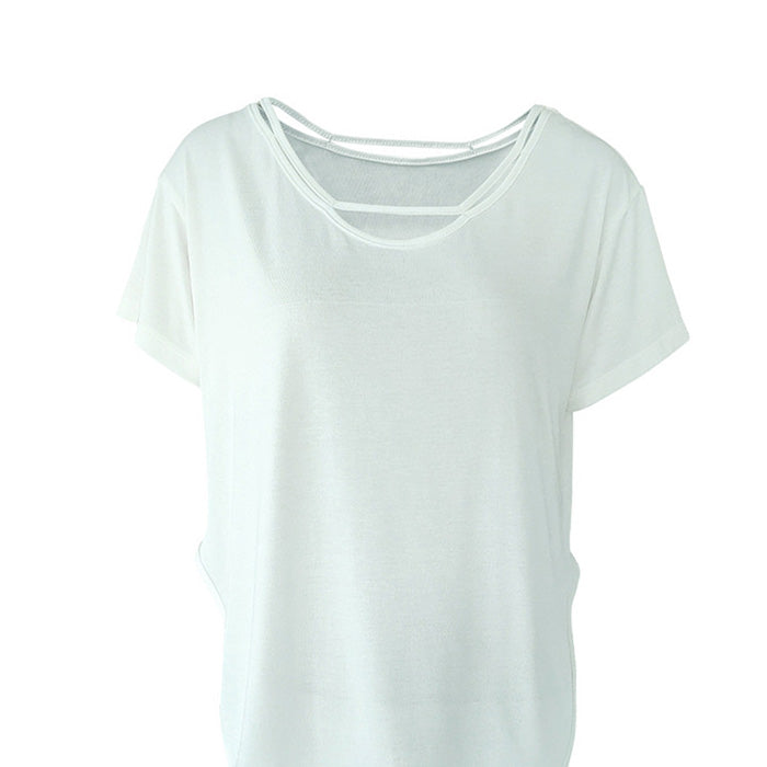 ヨガトップス ゆったり 薄手 半袖 スポーツTシャツ 薄手 通気性 フィットネスウェア カバーアップ ピラティス ジム 丈長め スリット