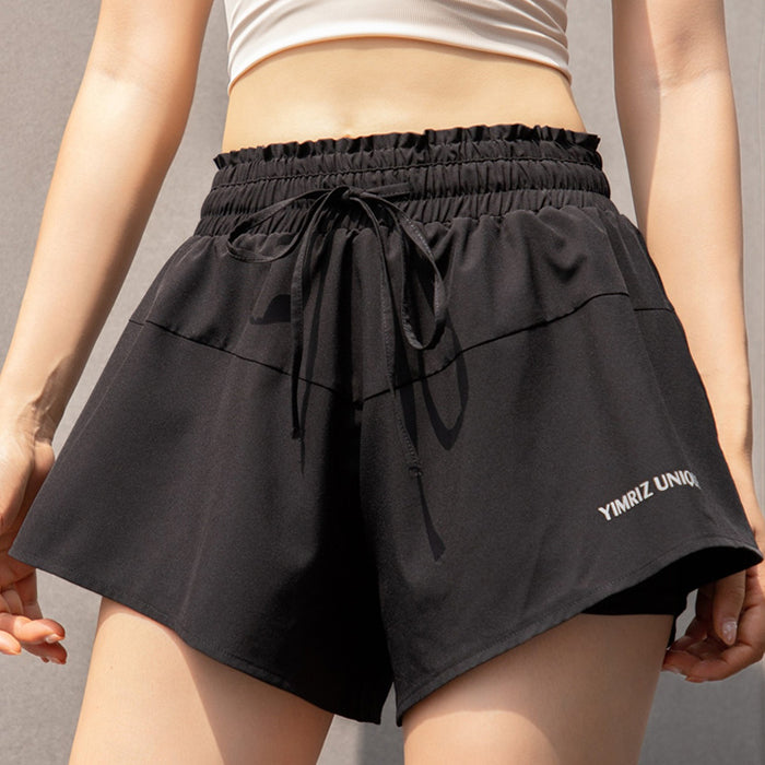 スポーツ ショートパンツ ハイウエスト ランニング フィットネス 短パン 軽量 ジムウェア ダンス ヨガパンツ インナーパンツ付き