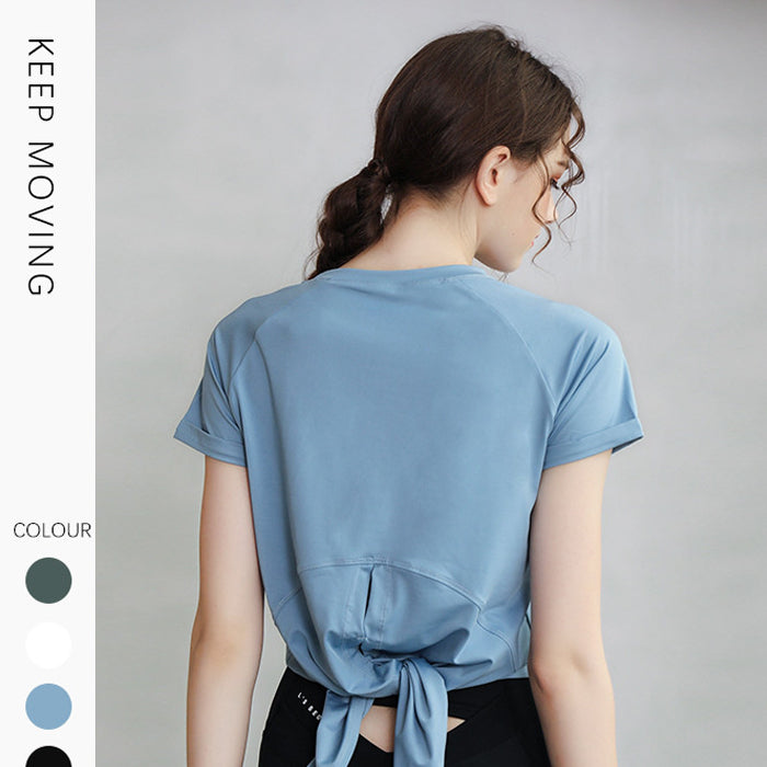 ヨガウェア トップス 半袖 ゆったり ランニング Tシャツ バックオープン ヨガトップス フィットネスウェア ヨガウェア ピラティス