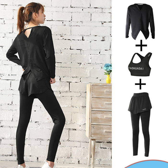 スポーツウェア 3点セット Tシャツ 長袖 ショートパンツ スポーツブラ ルーズ 薄手 上下セット フィットネスウェア 速乾性 セットアップ ヨガ ピラティス スポーツ フィットネス ランニングウェア