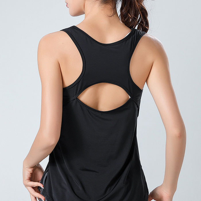 春夏 スポーツトップス 袖なし タンクトップ スポーツベスト ゆったり ストライプ ヨガベスト 速乾性 ジム フィットネスウェア 運動