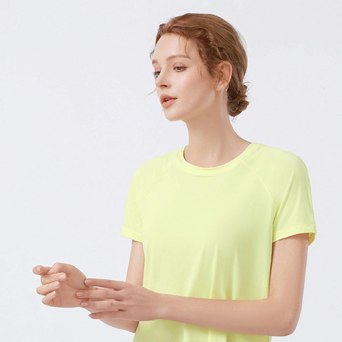 ヨガトップス 半袖 トップス ヨガウェア 速乾性 通気性 ランニング トレーニング フィットネス ピラティス ジム スポーツTシャツ 丈短め ゆったり 体型カバー