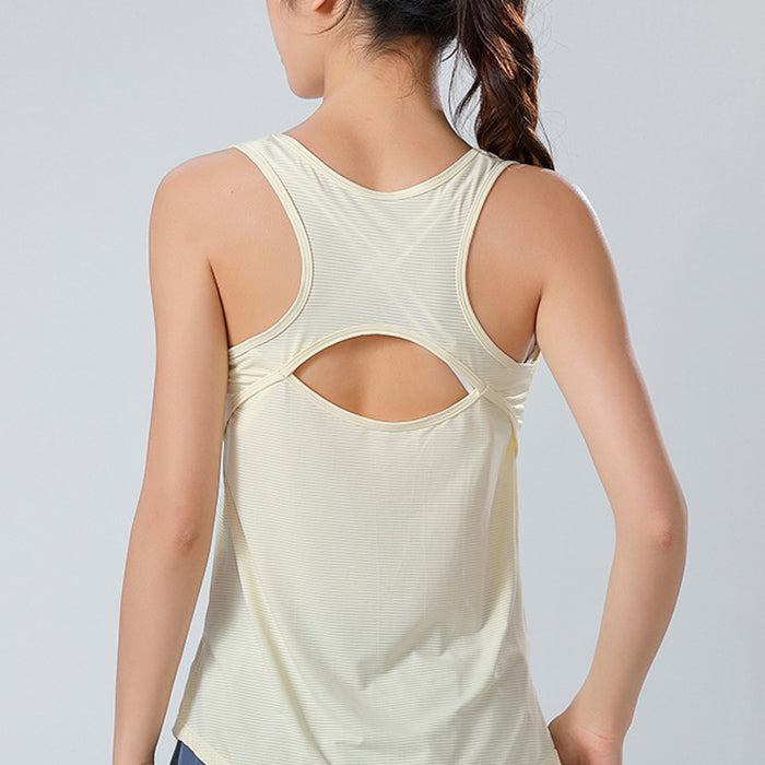 春夏 スポーツトップス 袖なし タンクトップ スポーツベスト ゆったり ストライプ ヨガベスト 速乾性 ジム フィットネスウェア 運動