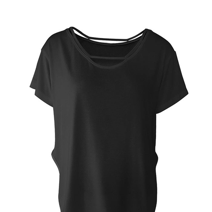 ヨガトップス ゆったり 薄手 半袖 スポーツTシャツ 薄手 通気性 フィットネスウェア カバーアップ ピラティス ジム 丈長め スリット