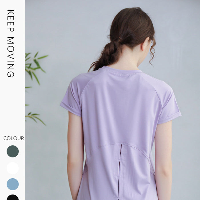 ヨガウェア トップス 半袖 ゆったり ランニング Tシャツ バックオープン ヨガトップス フィットネスウェア ヨガウェア ピラティス