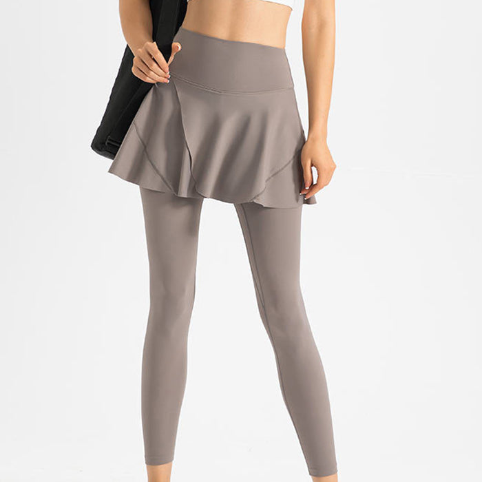 ヨガレギンス フェイクスカート ハイウエスト ストレッチスキニー スポーツパンツ スカート ランニング ヨガ ジム フィットネスパンツ テニス バドミントン