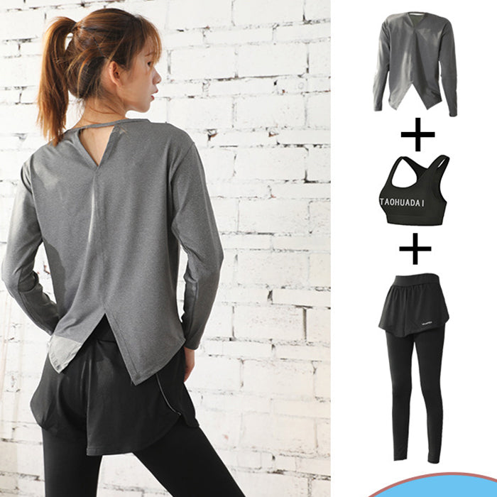 スポーツウェア 3点セット Tシャツ 長袖 ショートパンツ スポーツブラ ルーズ 薄手 上下セット フィットネスウェア 速乾性 セットアップ ヨガ ピラティス スポーツ フィットネス ランニングウェア