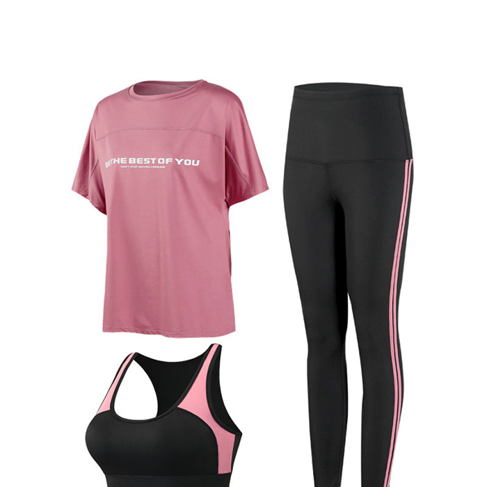 スポーツウェア 3点セット 半袖 ラージサイズ ハイウエスト 速乾性 ヨガウェア スポーツ フィットネス ランニング