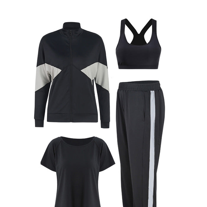 スポーツウェア 4点セット パーカー 半袖 長袖 上下セット フィットネスウェア ヨガ ピラティス スポーツ フィットネス ランニングウェア