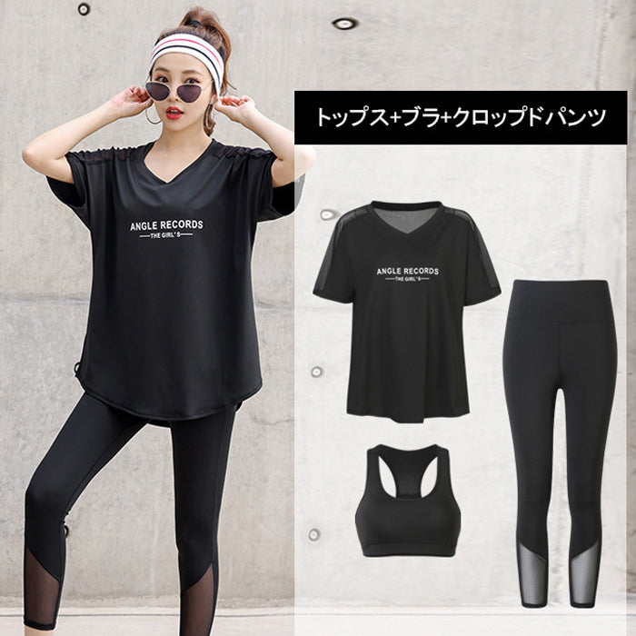 スポーツウェア5点セット ヨガウェア スポーツセット 3点セット 半袖 メッシュ 速乾性 スポーツ フィットネス ランニング トレーニング ジムウェア テニス