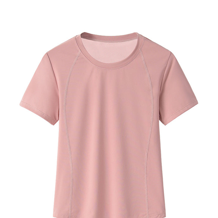 レディース スポーツシャツ フィットネスTシャツ 5カラースポーツウェア トップス 半袖 Tシャツ メッシュ 速乾性 カジュアル 結べる ヨガ服