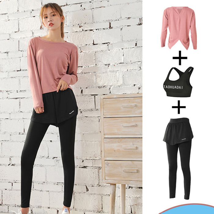 スポーツウェア 3点セット Tシャツ 長袖 ショートパンツ スポーツブラ ルーズ 薄手 上下セット フィットネスウェア 速乾性 セットアップ ヨガ ピラティス スポーツ フィットネス ランニングウェア
