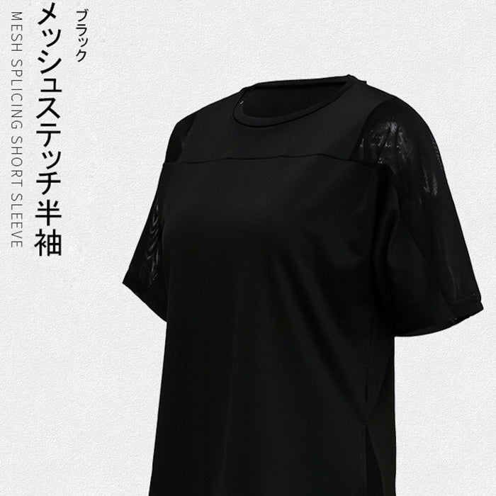 レディース スポーツTシャツ ゆったり シンプル 無地 4カラースポーツウェア トップス 半袖 Tシャツ メッシュ スリット 結べる 速乾性 通気性