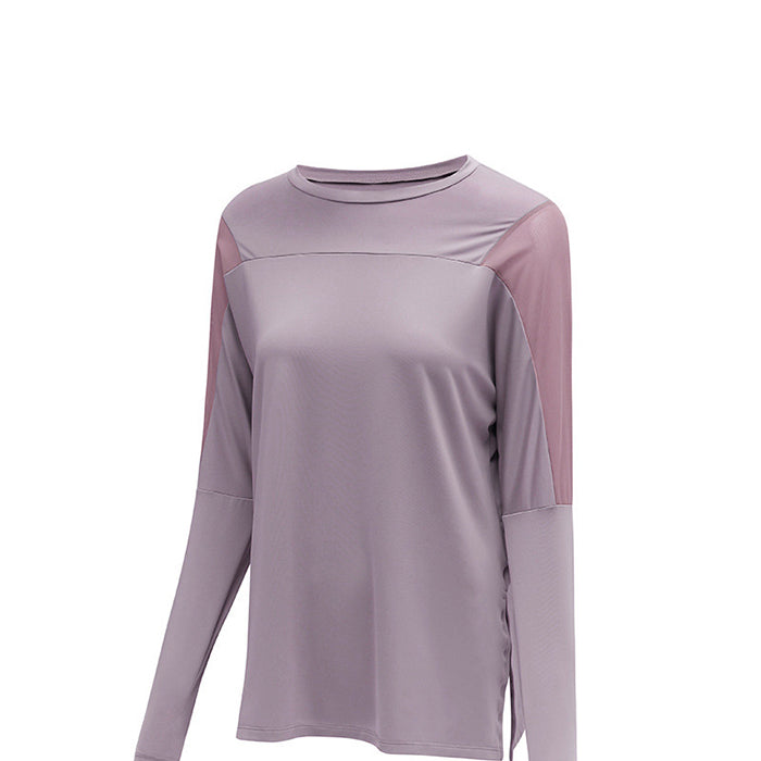 レディース スポーツウェア ヨガウェア シンプル スリット長袖 ヨガウェア メッシュ 速乾性