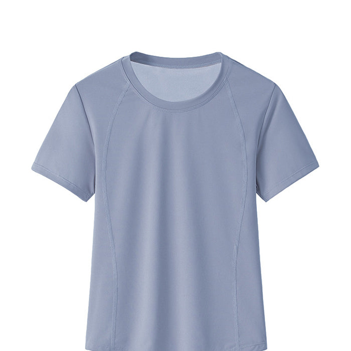 レディース スポーツシャツ フィットネスTシャツ 5カラースポーツウェア トップス 半袖 Tシャツ メッシュ 速乾性 カジュアル 結べる ヨガ服