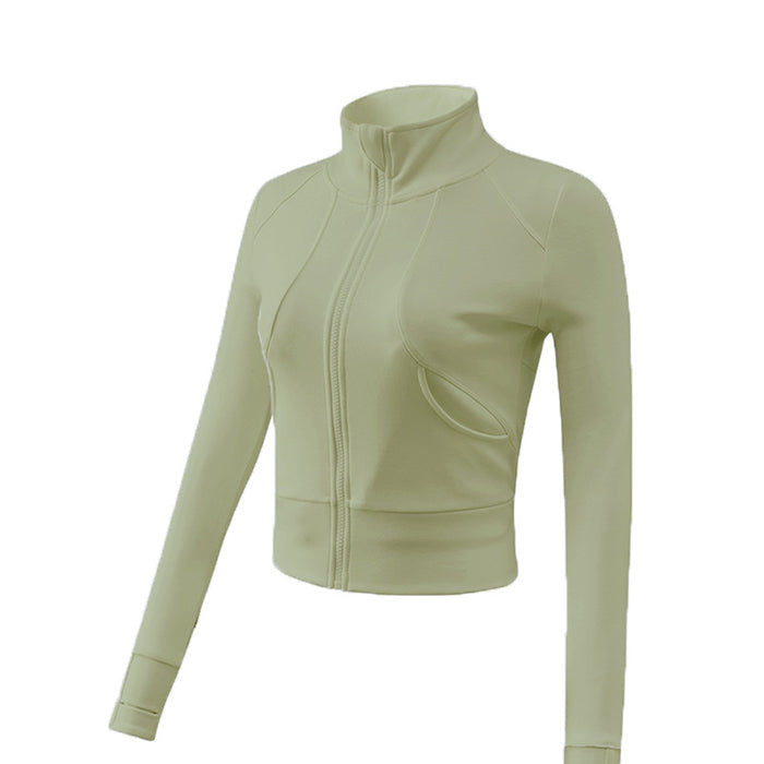 ヨガウェア 長袖 パーカー フルジップ スポーツウェア 速乾性 カジュアル フィットネス スタンドカラー ポケット付き ヨガウェア トップス
