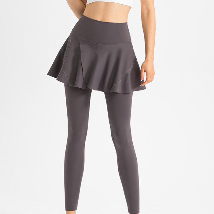 ヨガレギンス フェイクスカート ハイウエスト ストレッチスキニー スポーツパンツ スカート ランニング ヨガ ジム フィットネスパンツ テニス バドミントン