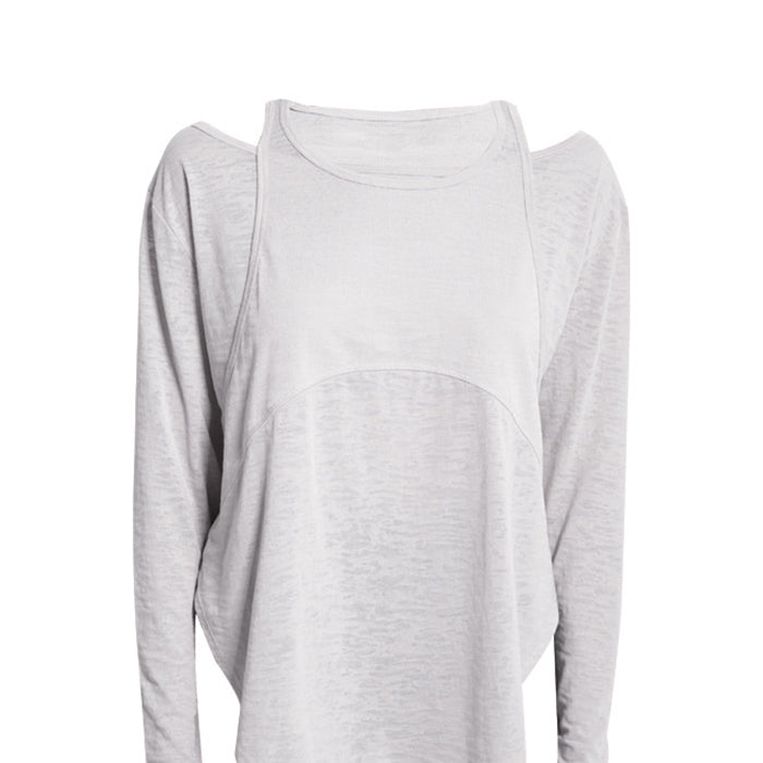 スポーツトップス 長袖 ゆったり 大きいサイズ 速乾性 フィットネス ジム ヨガ ピラティス ランニング カジュアル オフショルダー 肩見せ 体型カバー 丈長め