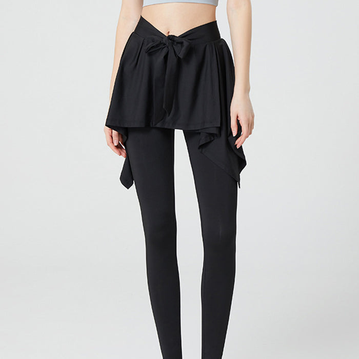 ヨガレギンス フェイクスカート ラージサイズ フィットネス 速乾性 ポケット付き ハイウエスト ヒップカバー ランニング スポーツパンツ ピラティス ジムウェア